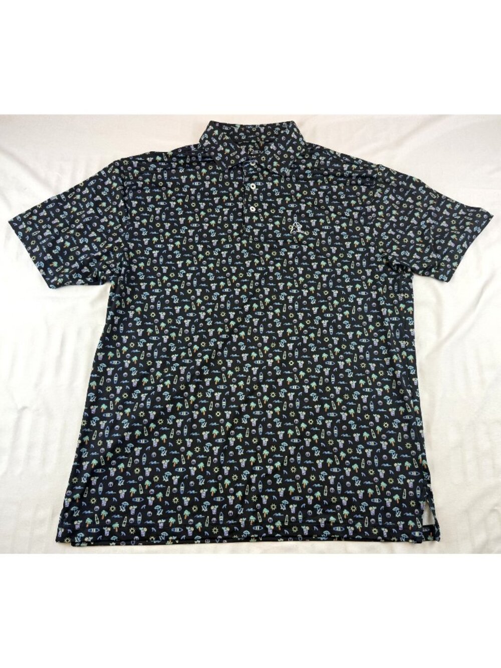 Men’s RHOBACK “The Beach Bar” Golf Polo Shirt Size L Black